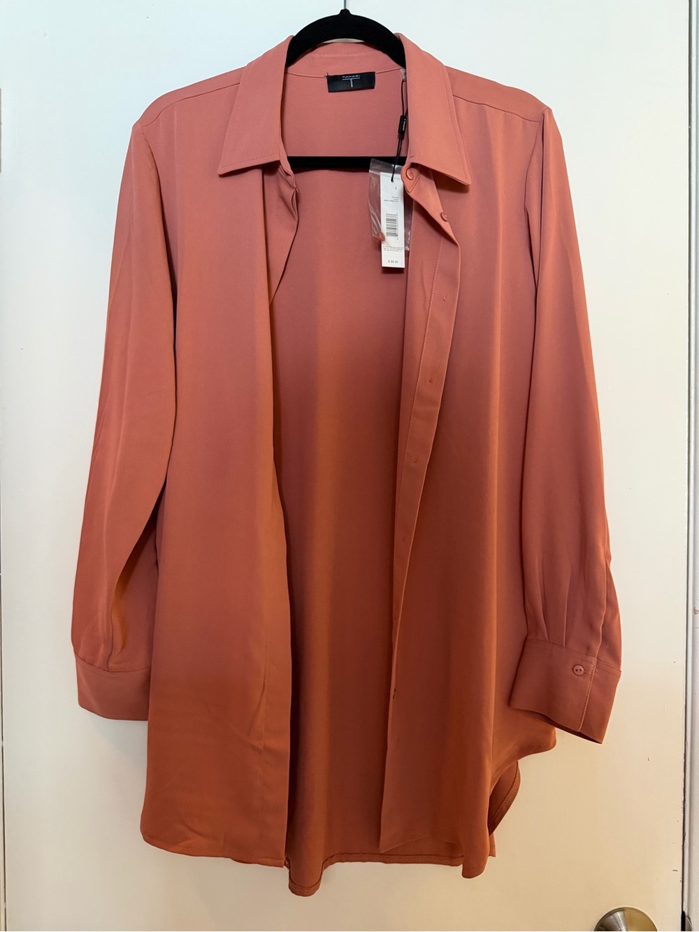 Tahari Burnt Terracotta Button-Front Blouse